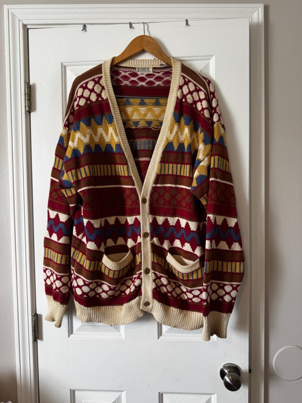 Vintage Tobruk Aztec Geometric Knit Button Front Cardigan Sweater